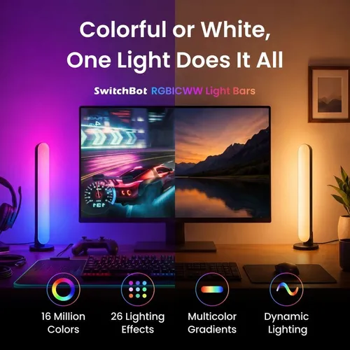 SwitchBot RGBICWW Light Bars : Matter Wi-Fi à 45,99 $